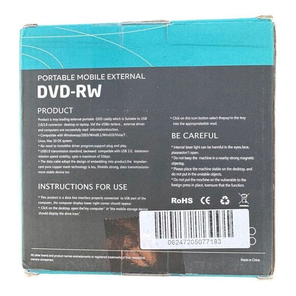Pop-up portable mobile external dvd-rw new slim black - Picture 1 of 5